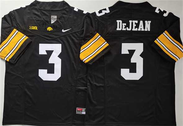 Mens Iowa Hawkeyes #3 Cooper DeJean Black F.U.S.E. Stitched Jersey